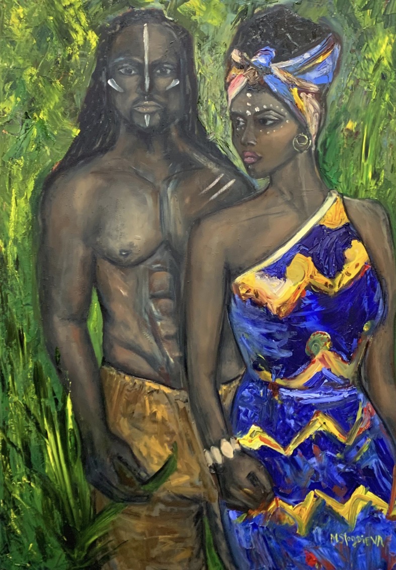 African Couple - Original Oil Painting by Marina Stognieva